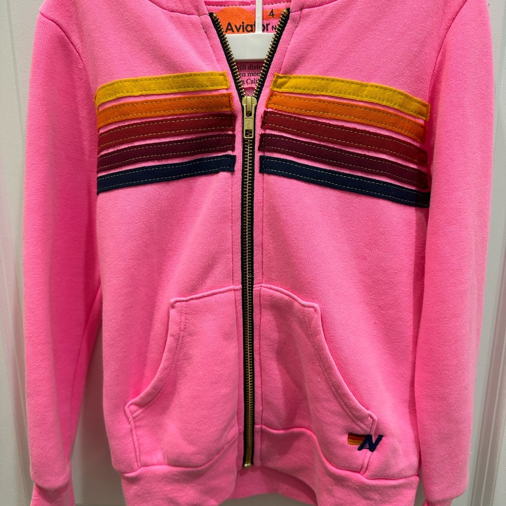 Aviator Nation Kids Pink Striped Hoodie